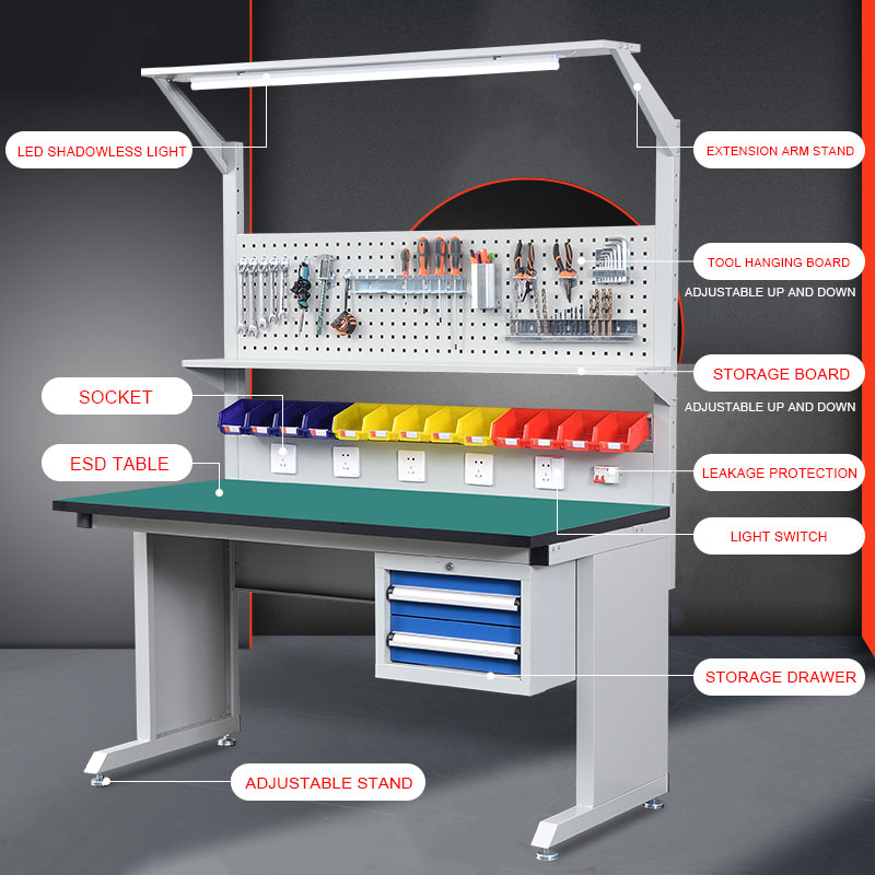 Leenol custom esd workbench electronic lab work table storage workbench